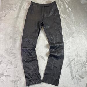 Wilson Maxima Black Leather Pants Womens Size 6 Straight Leg Unhemmed